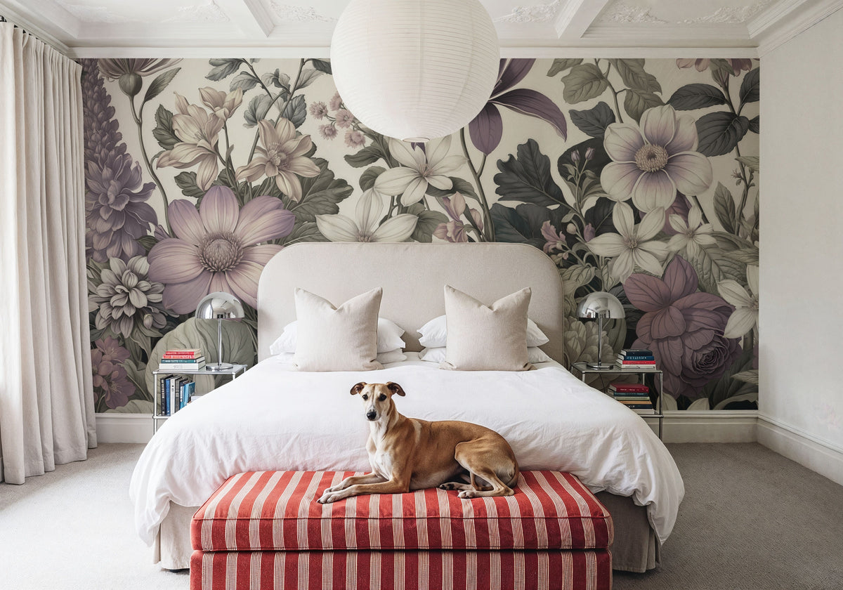 Dahlia Days, Lavender Mural Wallpaper - room preview 03