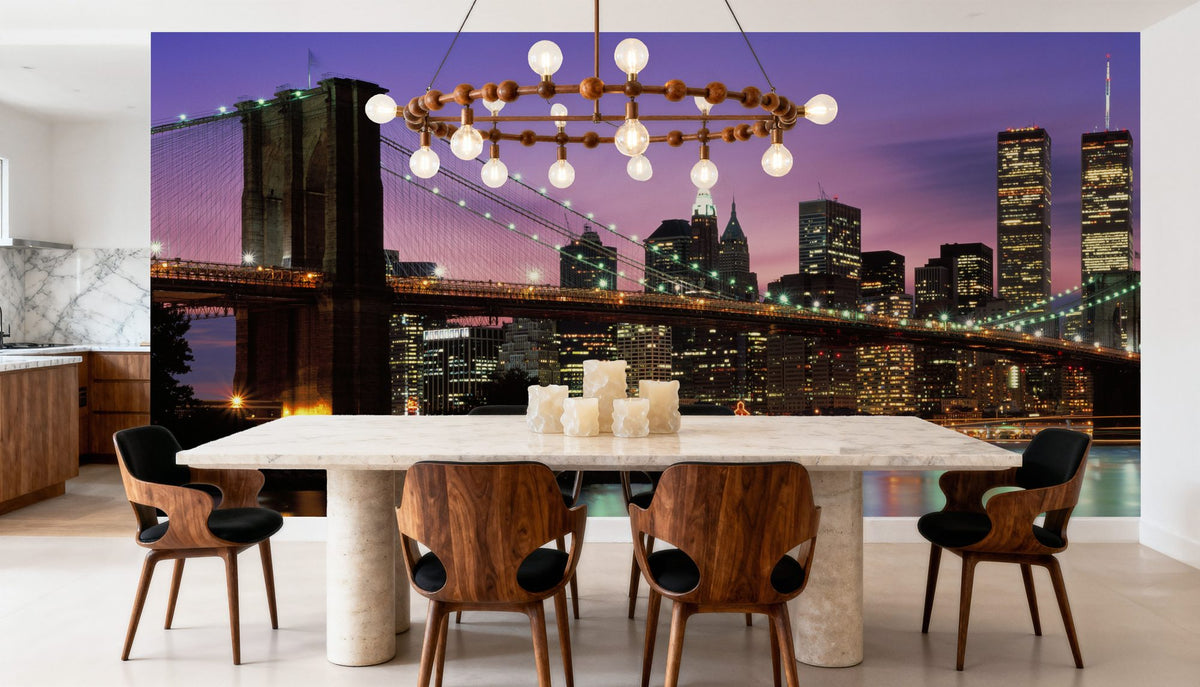 Brooklyn Bridge Twilight Mural Wallpaper - room preview 03