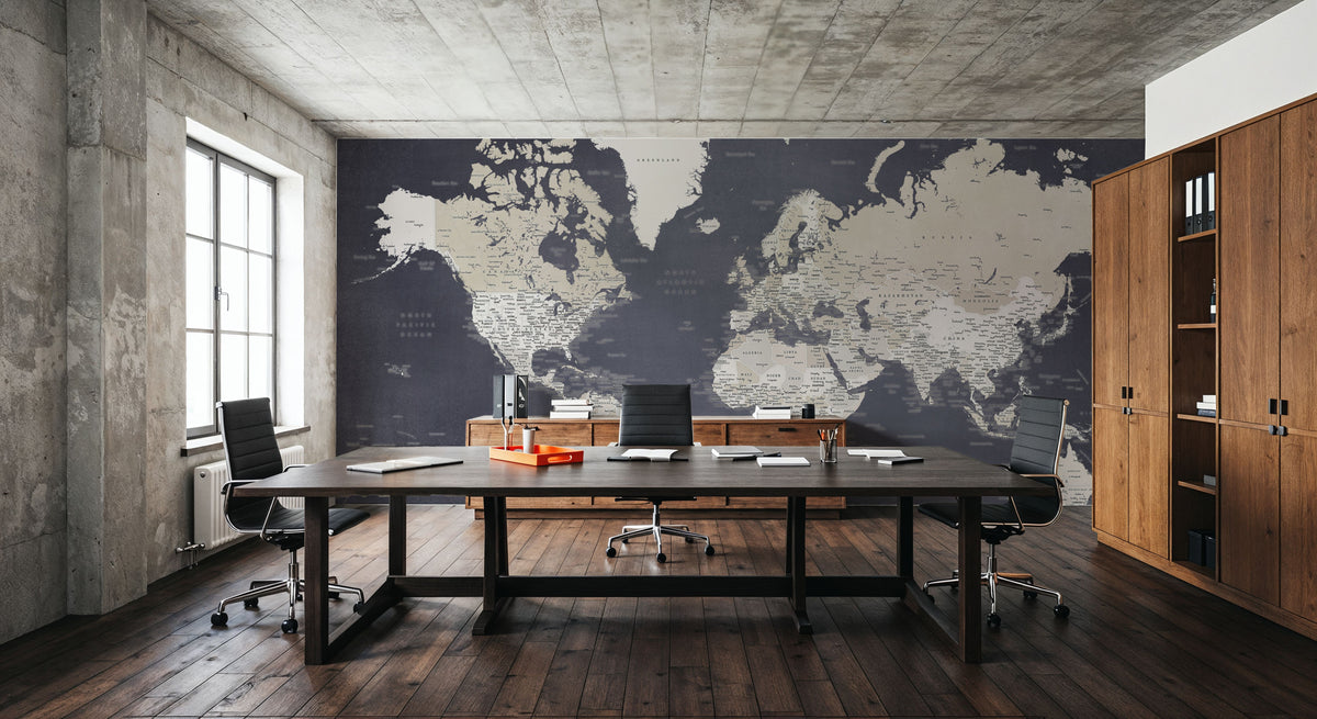 World Map Cities - Glyn Mural Wallpaper - room preview 03
