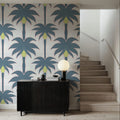 Graphic Palms, Teal Mural Wallpaper - room preview 03