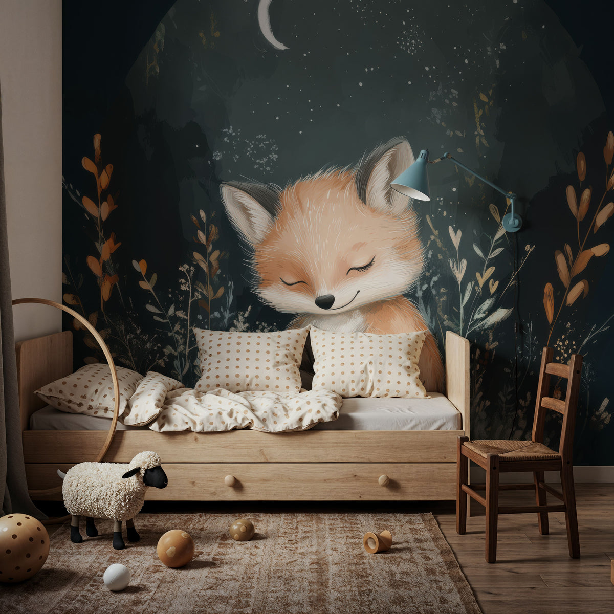 Fox Asleep Mural Wallpaper - room preview 03