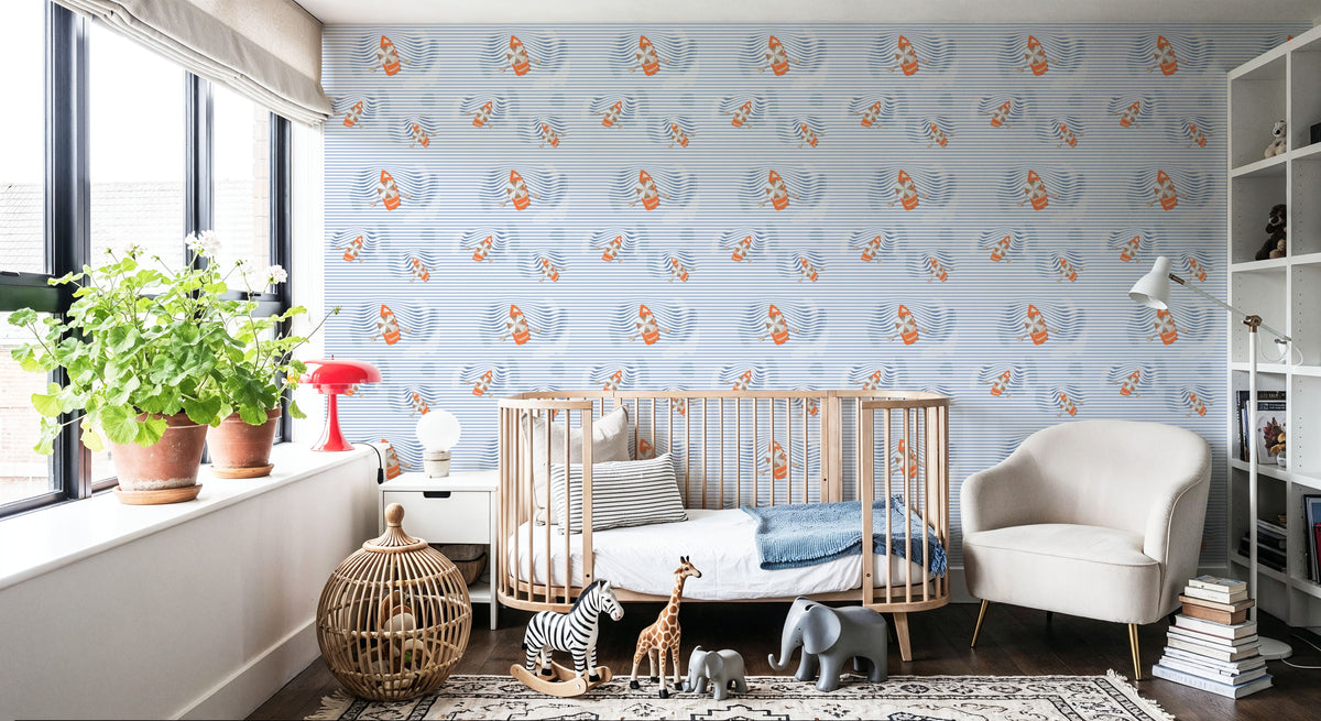 Lazy Paddle, Sky Blue Mural Wallpaper - room preview 03
