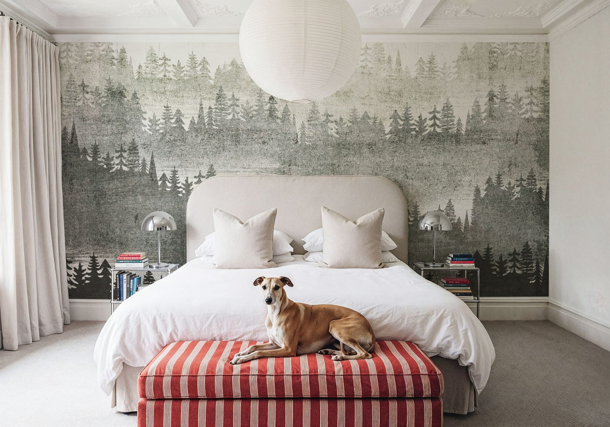 Mountainscape Silver Mural Wallpaper - room preview 03
