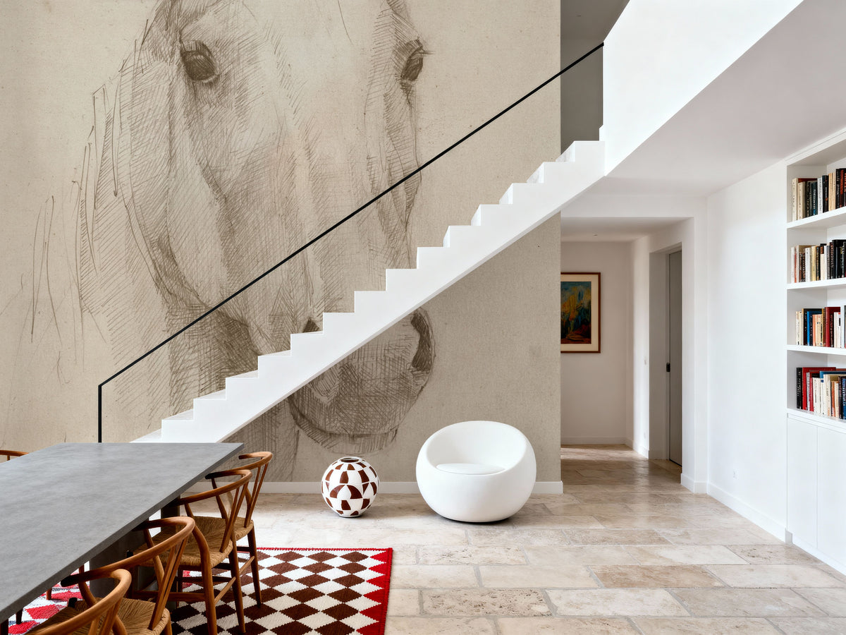 Romeo on Aged Paper Mural Wallpaper - room preview 03