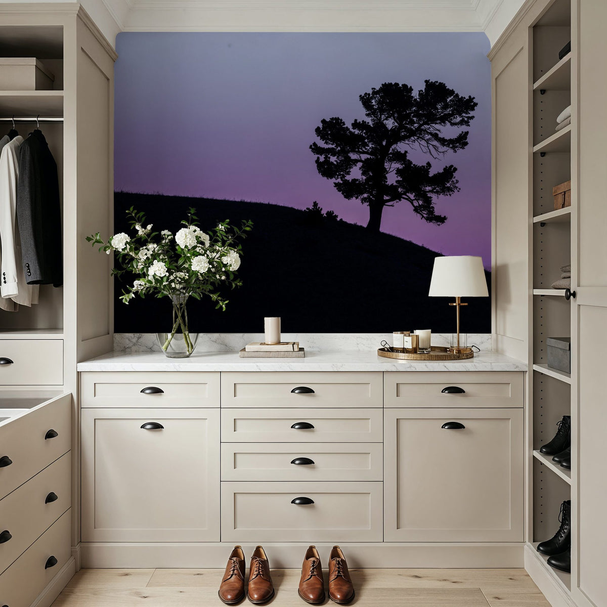 Limber Pine BW Mural Wallpaper - Blue Tone - room preview 03