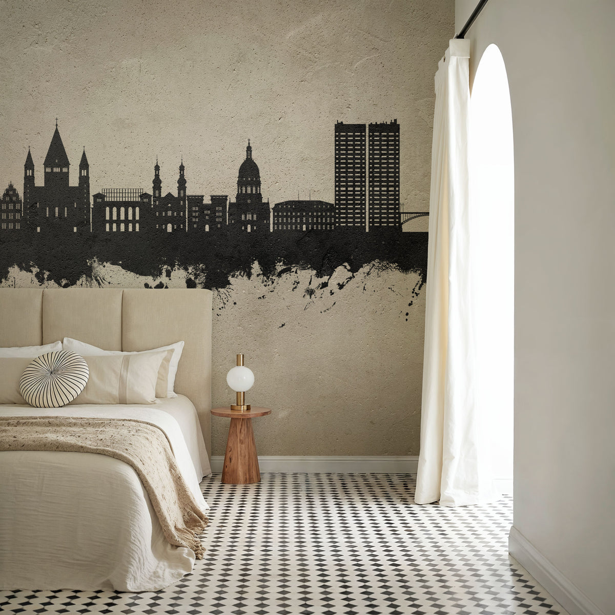 Mainz Germany Skyline Concrete Mural Wallpaper - room preview 03