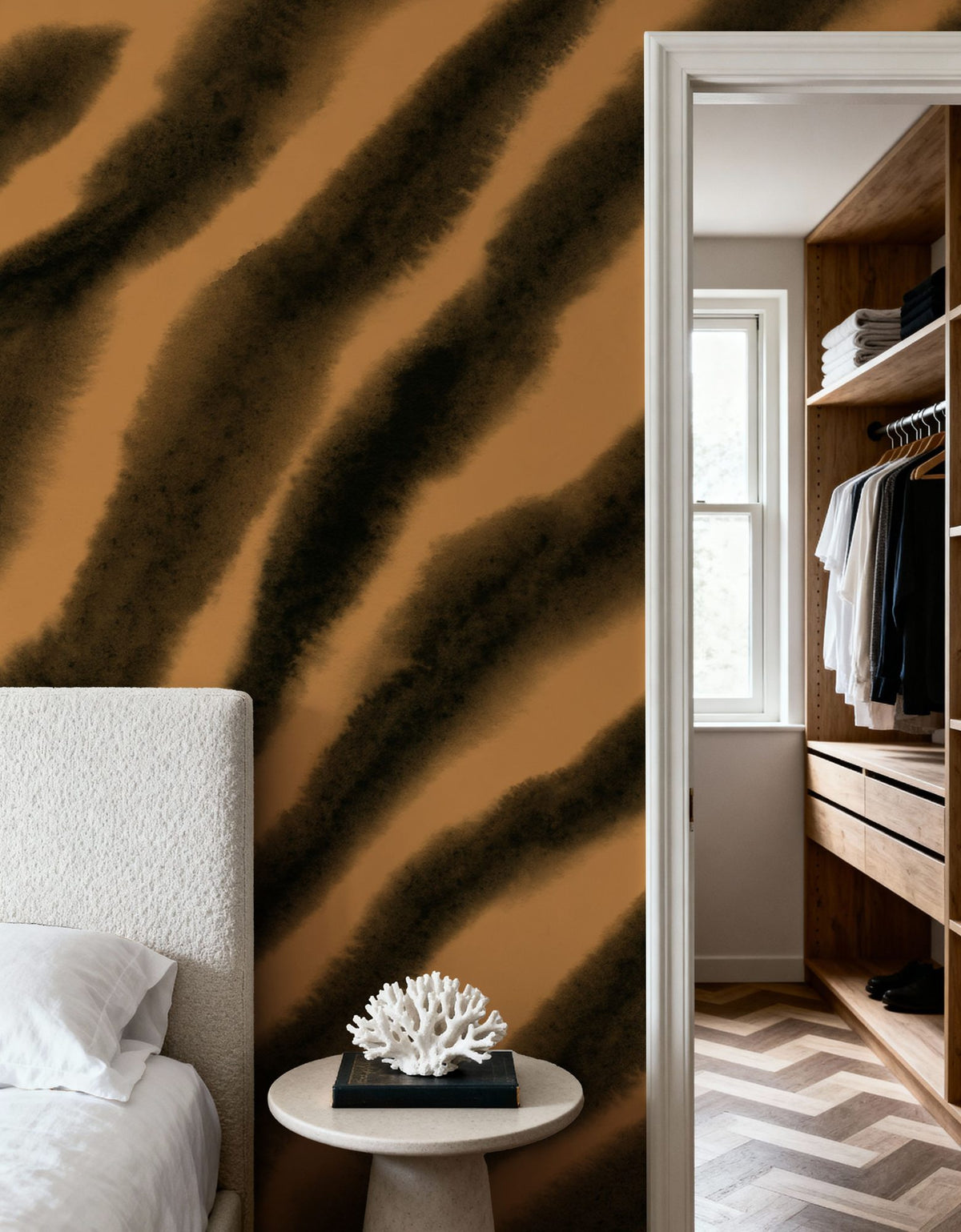 Dwellpaper Watercolor Tiger Stripes, Warm Mural Wallpaper image 3