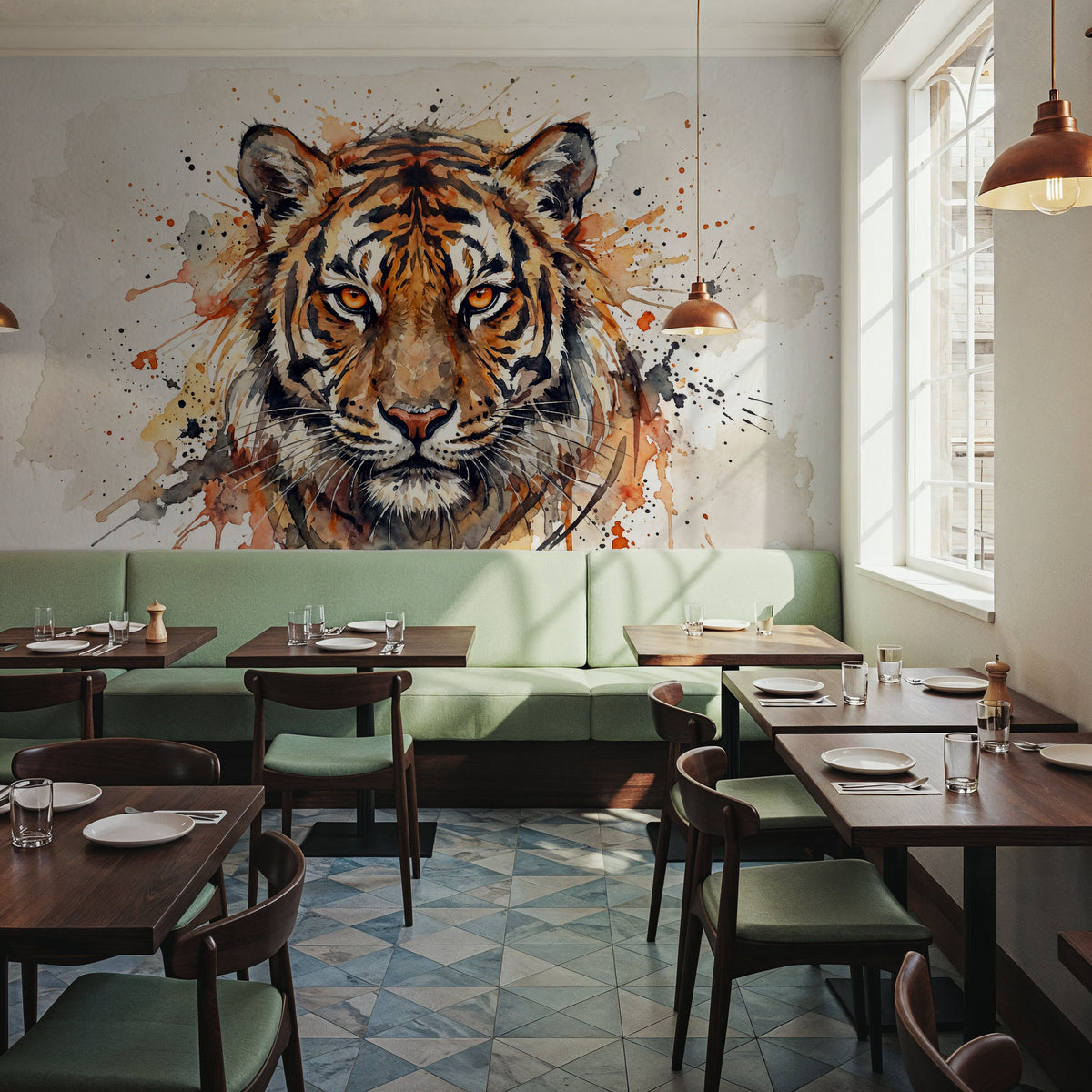 Tiger - Watercolor Predators Series Mural Wallpaper - room preview 03