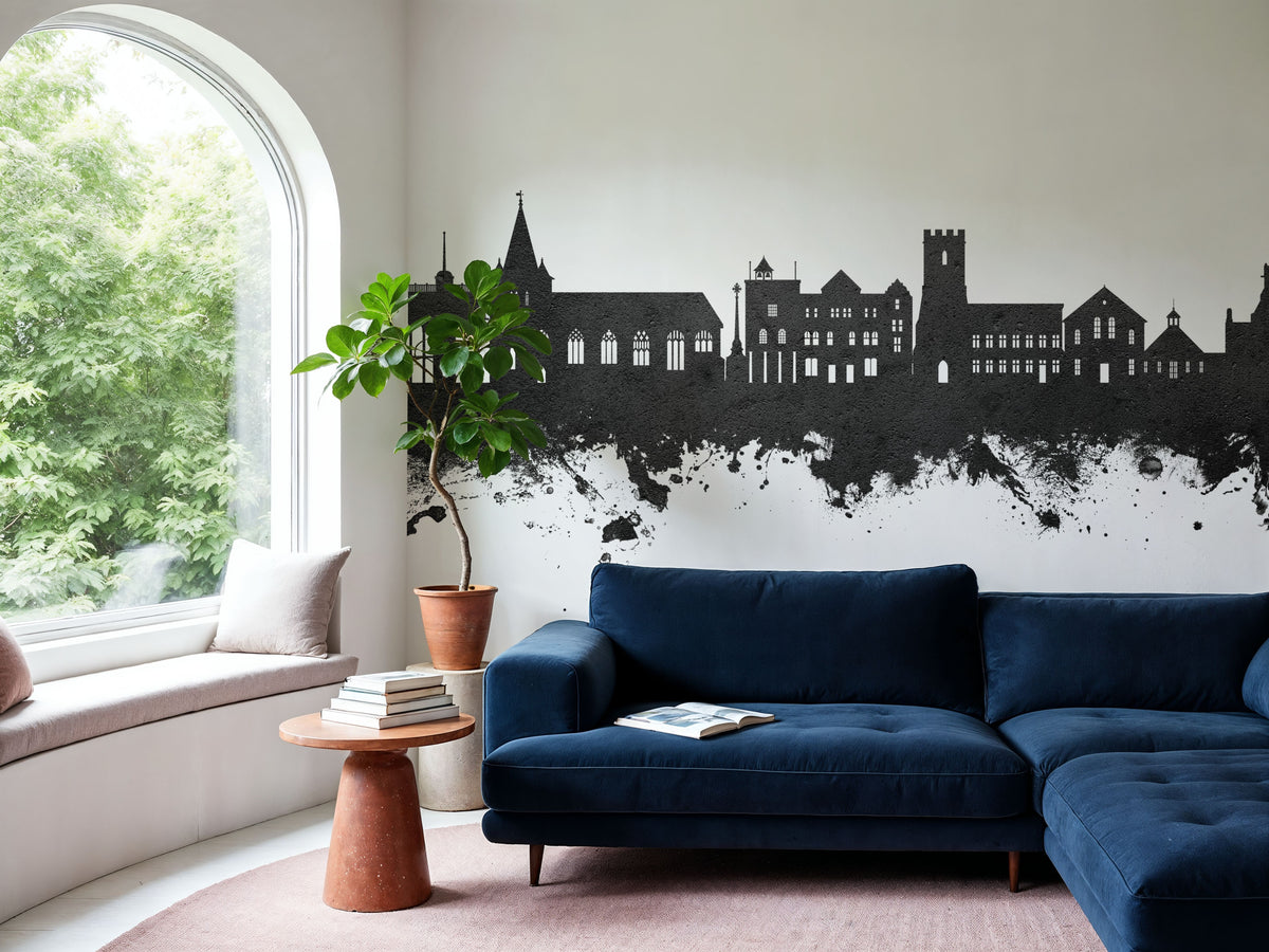 Maldon England Skyline Black & White Mural Wallpaper - room preview 03