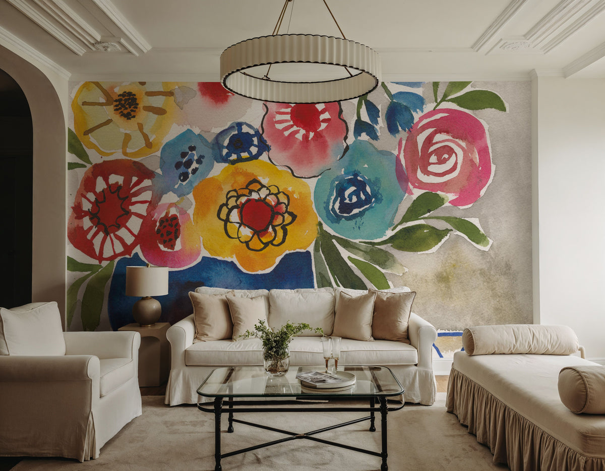 Geo Blooms Mural Wallpaper - room preview 03