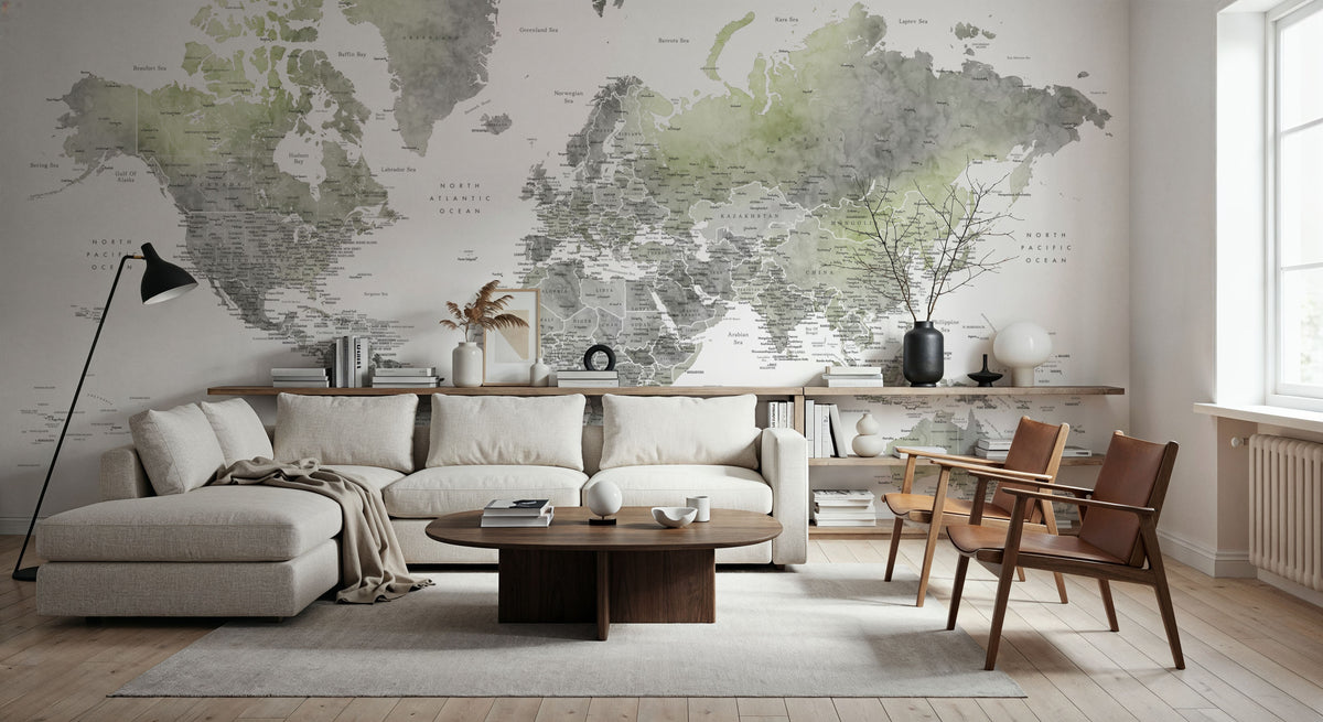 World Map Cities - Hollace Mural Wallpaper - room preview 03