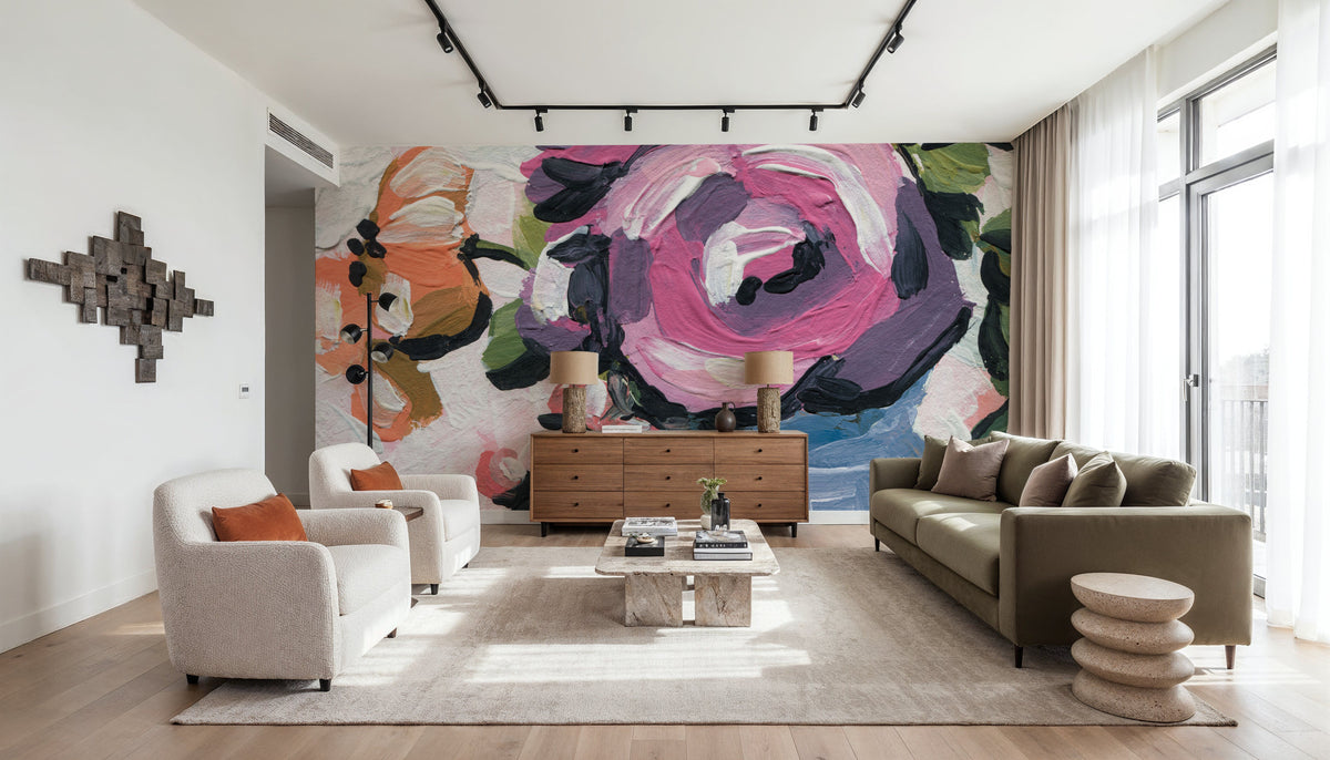 Painterly Florals in Vase II Mural Wallpaper - room preview 03