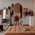Indianapolis Indiana Skyline Purple & Gold Mural Wallpaper - room preview 03
