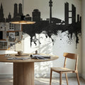 Munich Skyline Black & White Mural Wallpaper - room preview 03