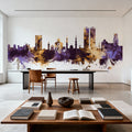 Ras Al Khaimah Skyline Purple & Gold Mural Wallpaper - room preview 03
