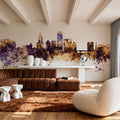 Providence Rhode Island Skyline Purple & Gold Mural Wallpaper - room preview 03