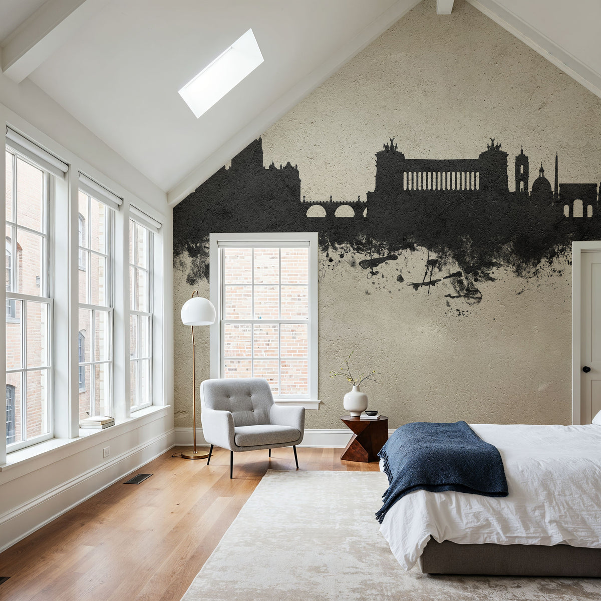 Rome Italy Skyline Concrete Mural Wallpaper - room preview 03