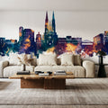 Uppsala Skyline Blue & Bronze Mural Wallpaper - room preview 03