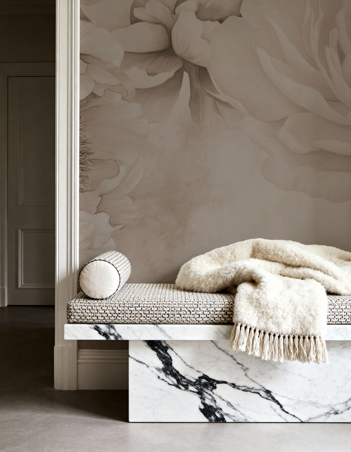 Transcendent Peony, Beige Mural Wallpaper - room preview 03