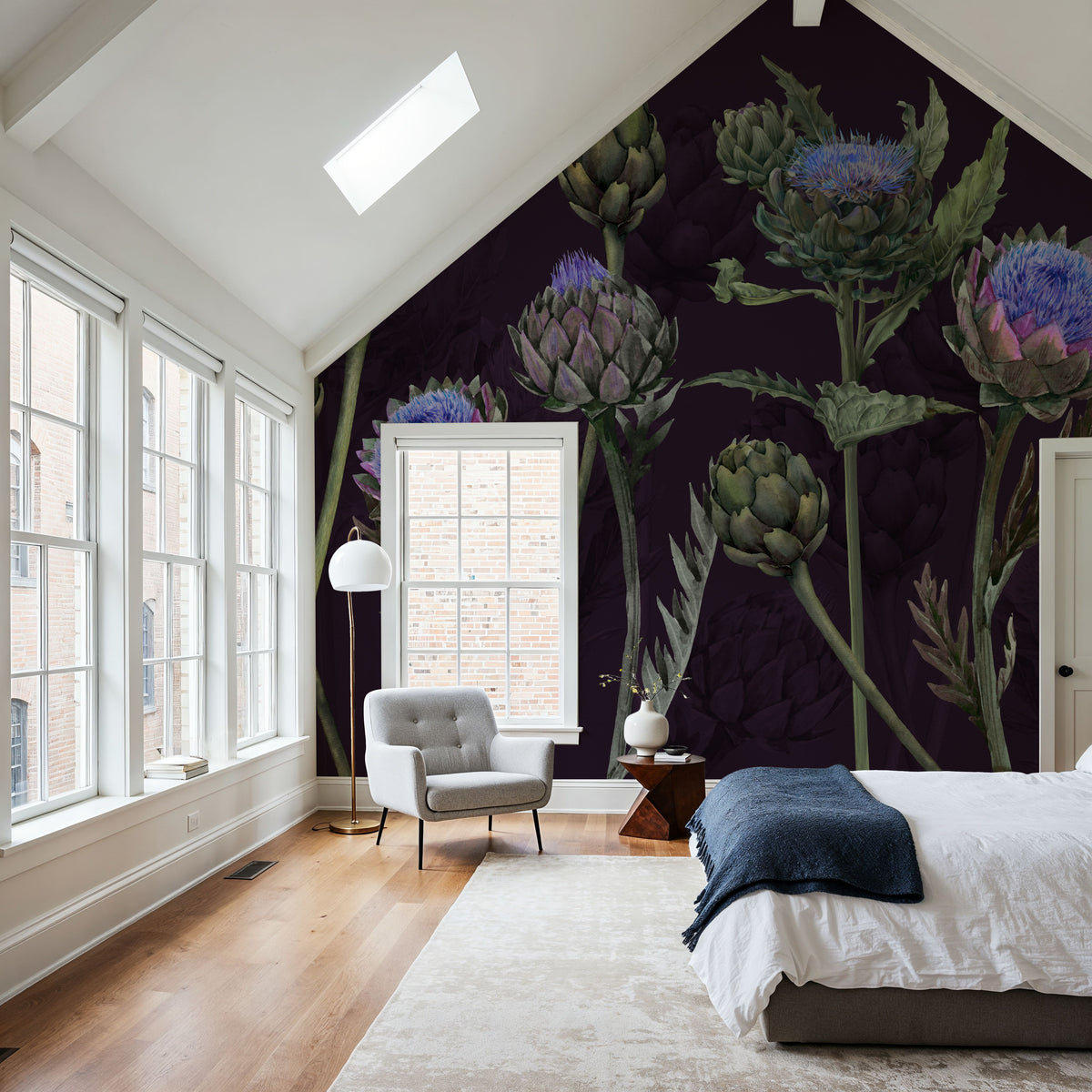 Artichoke Blooms, Midnight Mural Wallpaper - room preview 03