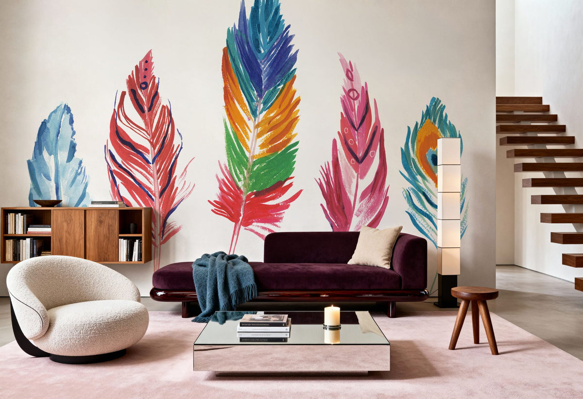 Rainbow Feathers IV Mural Wallpaper - room preview 03