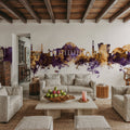 Lilongwe Malawi Skyline Purple & Gold Mural Wallpaper - room preview 03