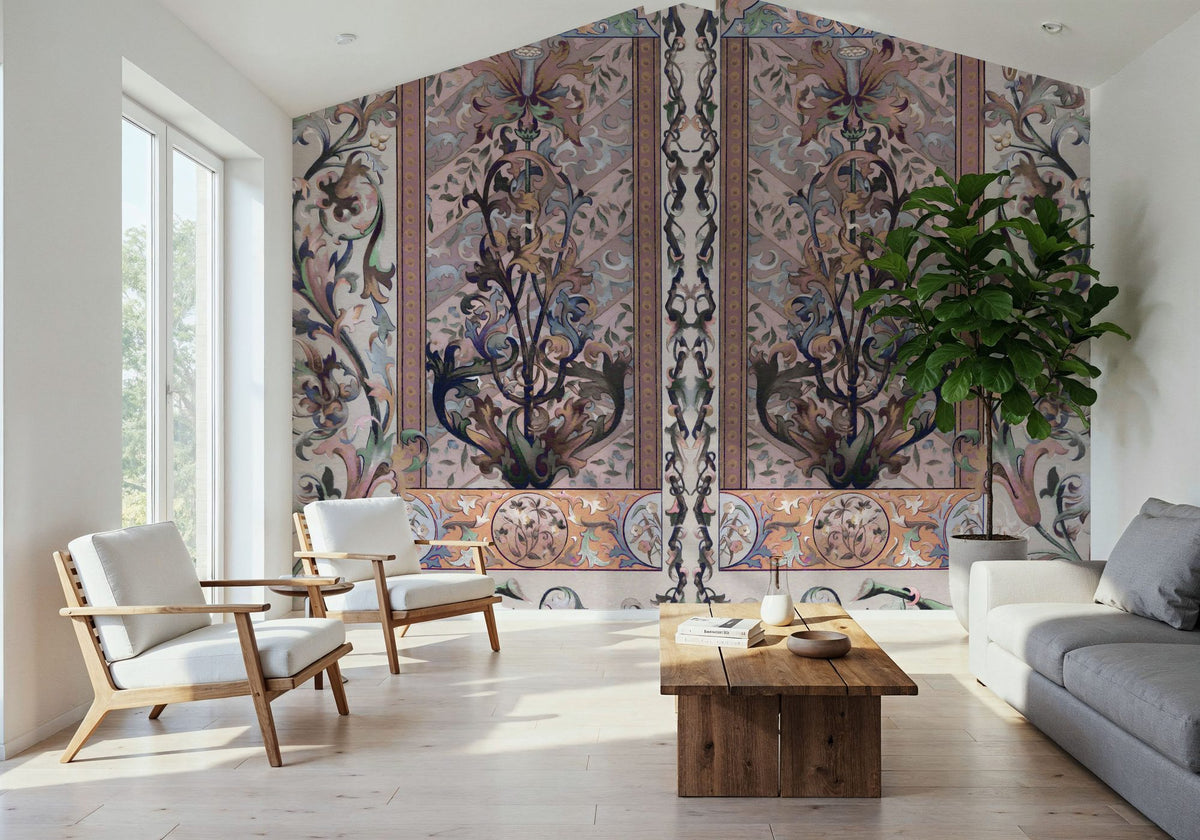 Plant Fantasy Ornament, Salmon Mural Wallpaper - room preview 03
