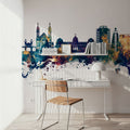 Port-au-Prince Haiti Skyline Blue & Bronze Mural Wallpaper - room preview 03