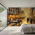 Sunset Over Venetian Canals with Gondolas Mural Wallpaper - room preview 03