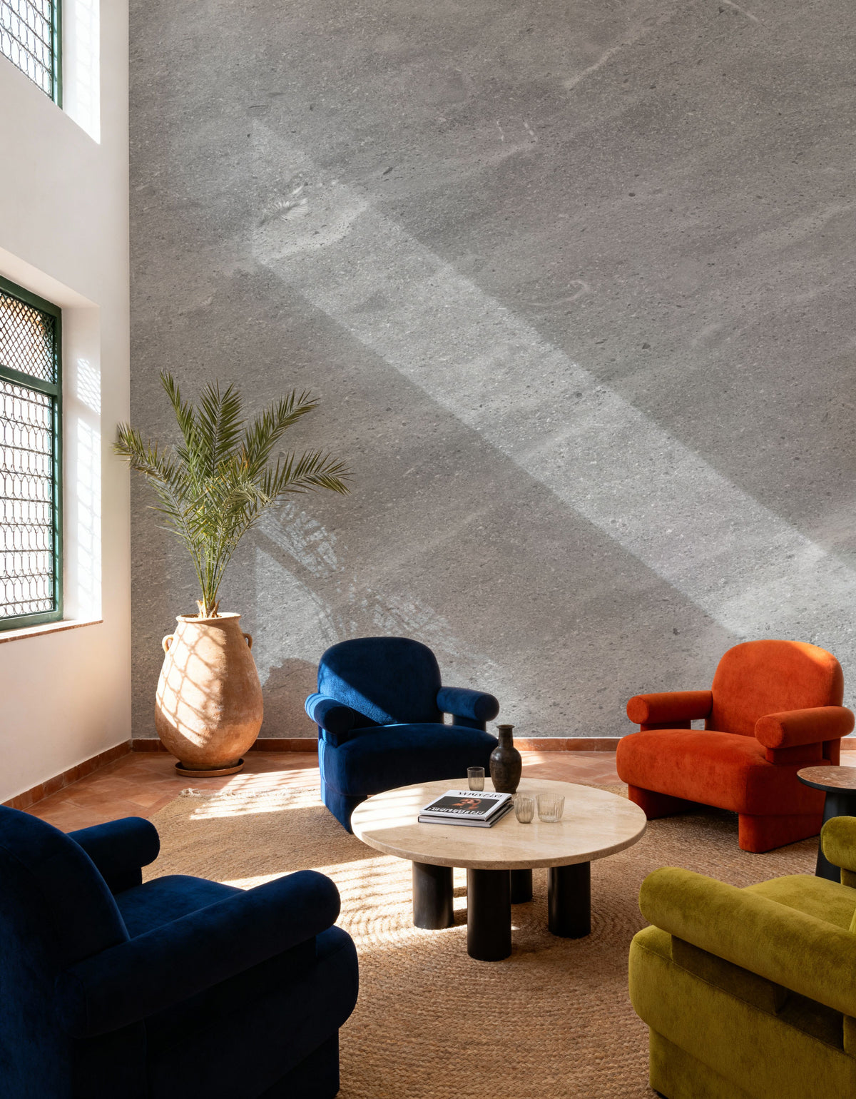 Grey Limestone Mural Wallpaper - room preview 03