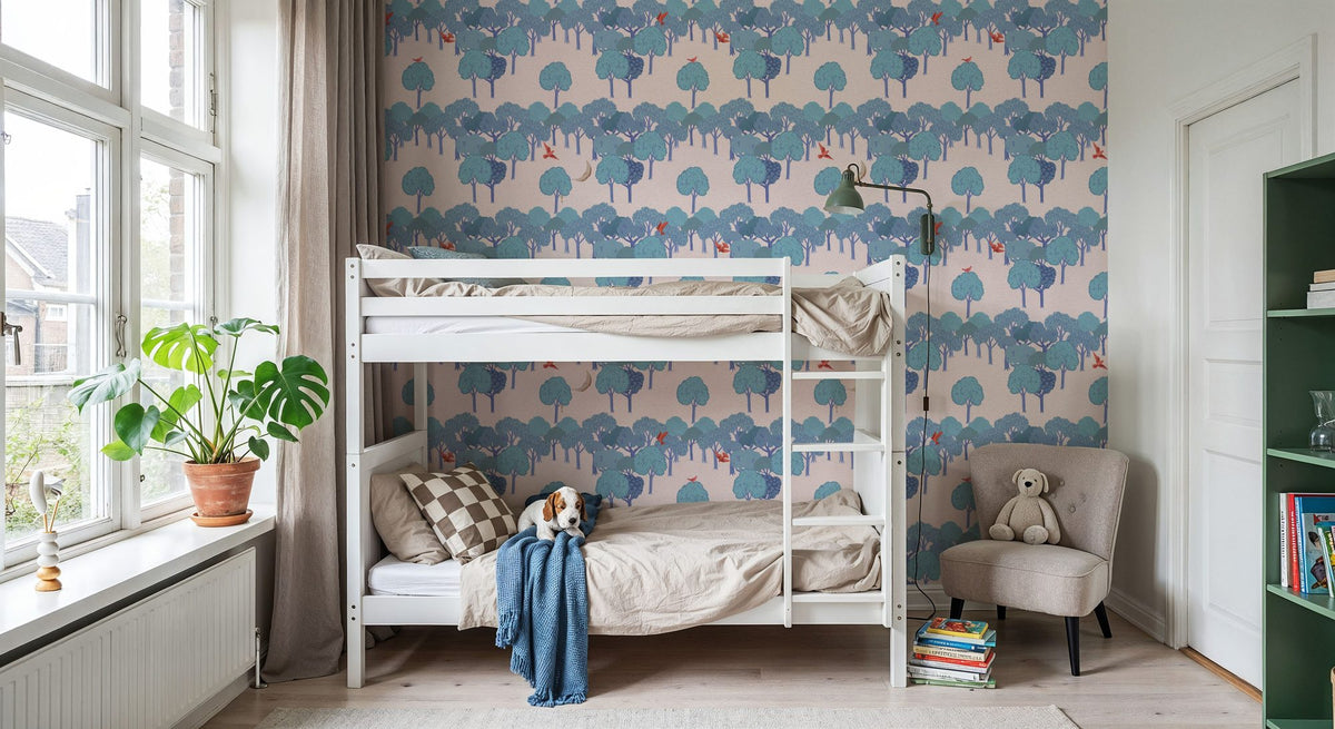 The Key to the Forest, Blue Mural Wallpaper - room preview 03