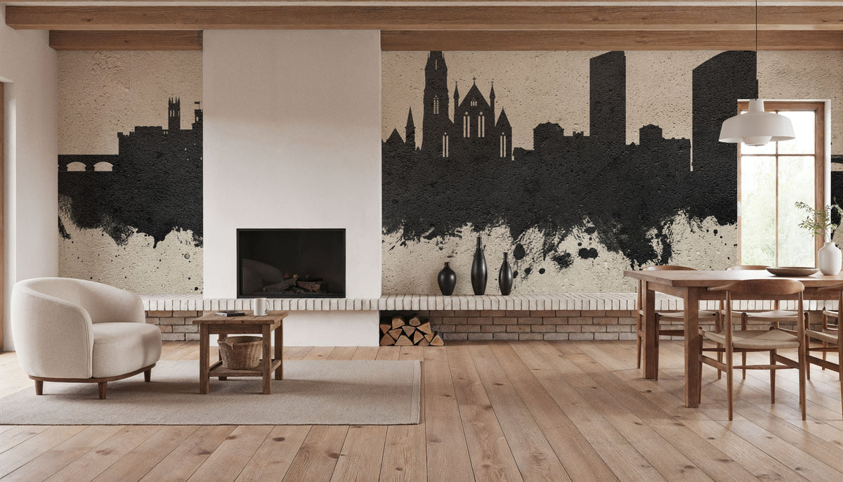 Limerick Ireland Skyline Concrete Mural Wallpaper - room preview 03