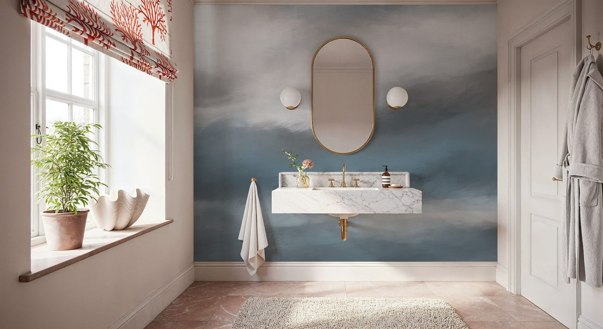 The Silent Horizon, Dusty Blue Mural Wallpaper - room preview 03