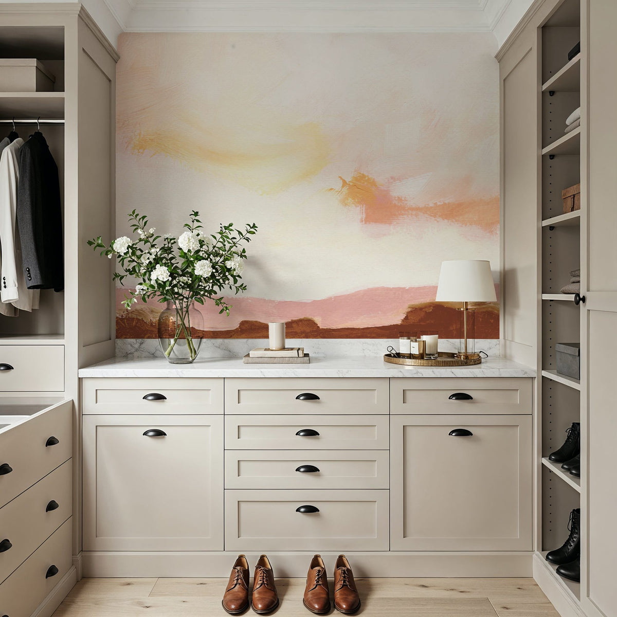 Sky Reflection Neutral Mural Wallpaper - room preview 03
