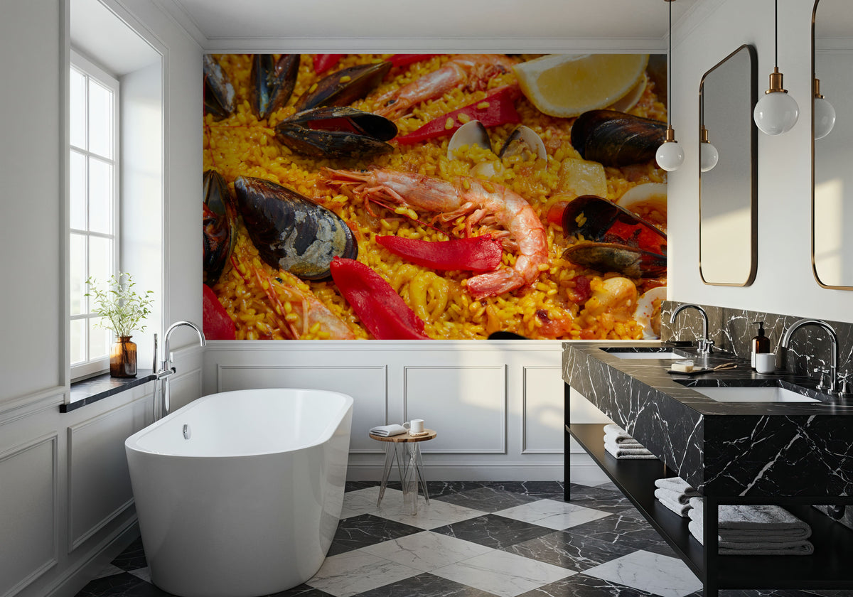 Spanish Seafood Paella Mural Wallpaper - room preview 03
