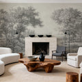 Riverbank Oak Landscape, Argent Mural Wallpaper - room preview 03