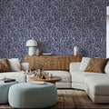 Hydrangea, Navy on Cream Mural Wallpaper - room preview 03