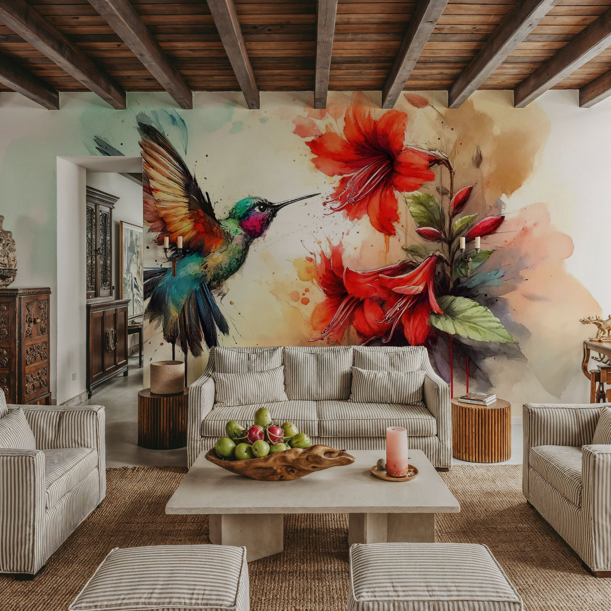 Dance of Hummingbird Mural Wallpaper - room preview 03
