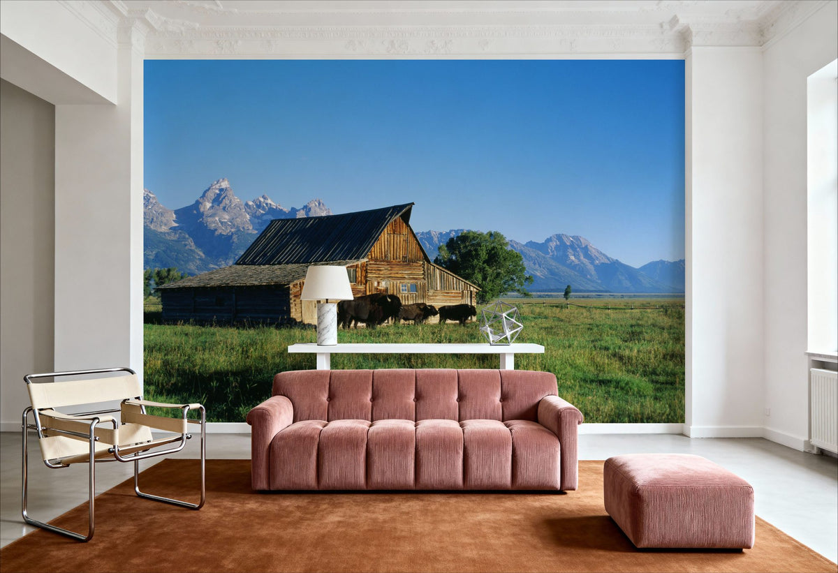 Mountain Bison Ranch Mural Wallpaper - room preview 03