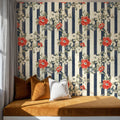 Americana, Stripes and Poppies Mural Wallpaper - room preview 03