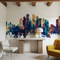 Doha Qatar Skyline Blue & Bronze Mural Wallpaper - room preview 03