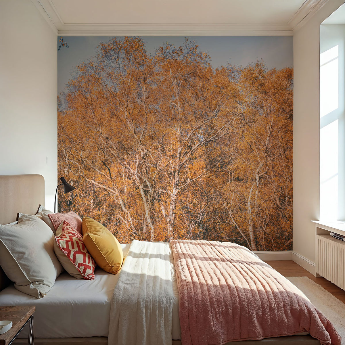 Forest Wallpaper Mural – Woodland Wall Mural – Amber Birch Woods wall measurement