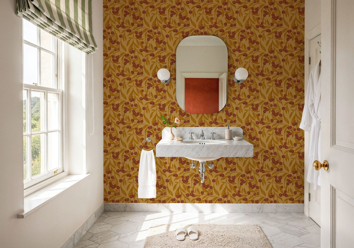 Autumn Berries, Rustic Mural Wallpaper - room preview 03