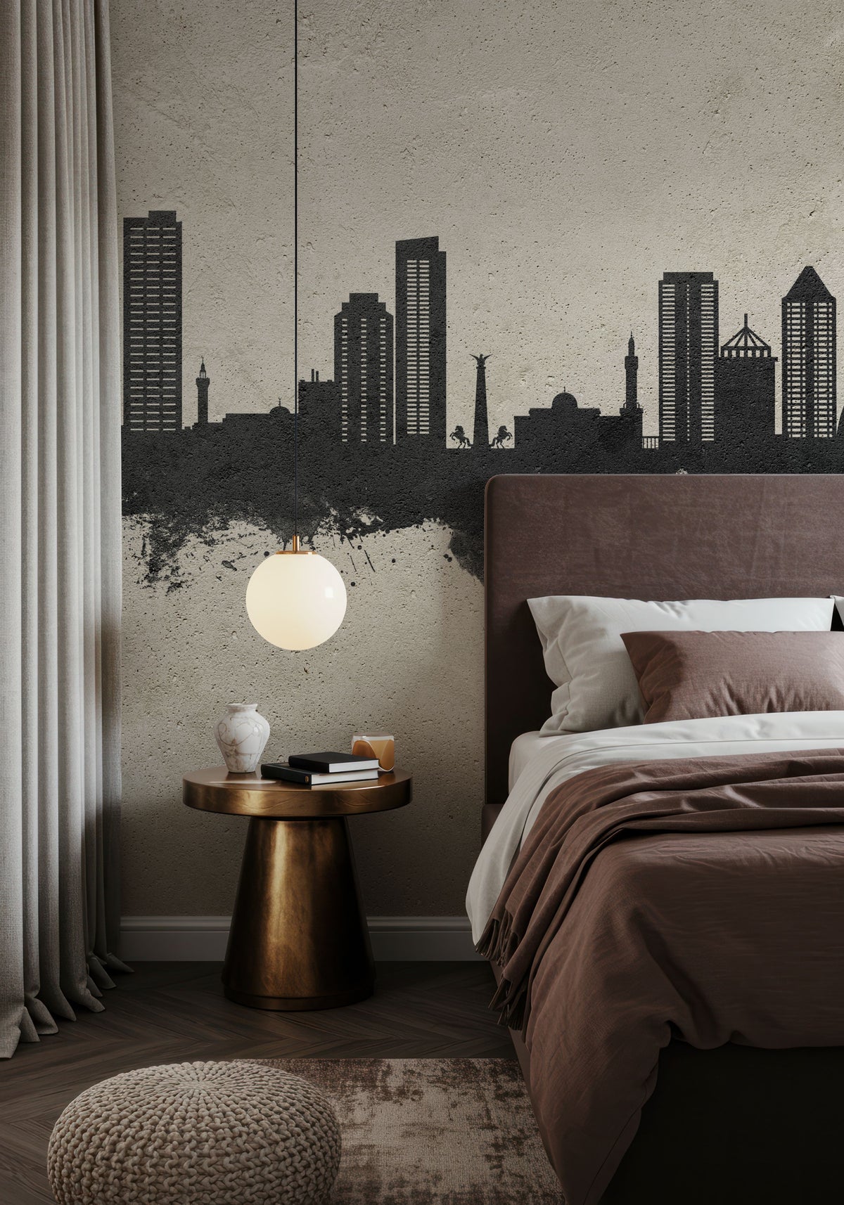 Umm Al Quwain Skyline Concrete Mural Wallpaper - room preview 03