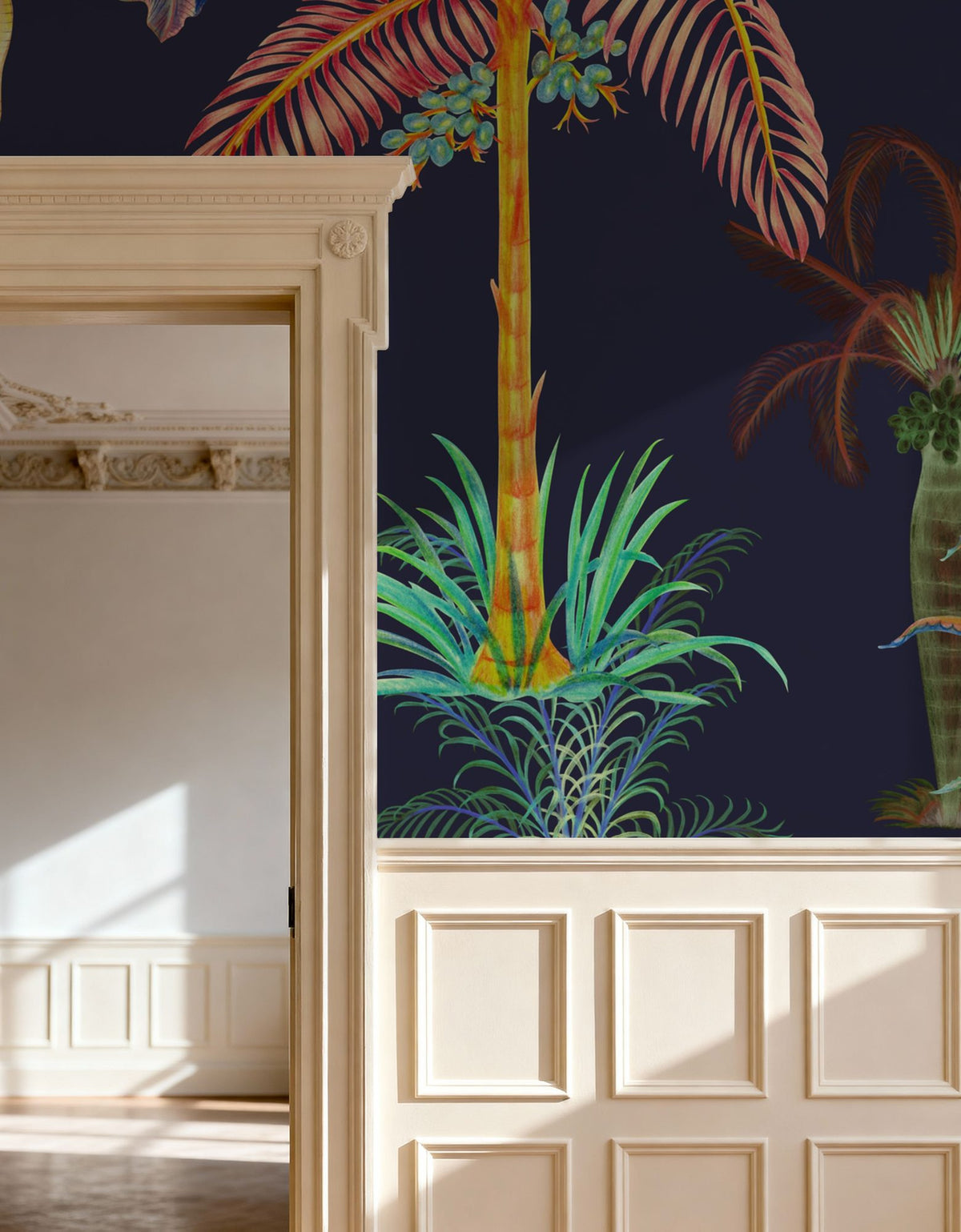 Statement Palm, Midnight Mural Wallpaper - room preview 03
