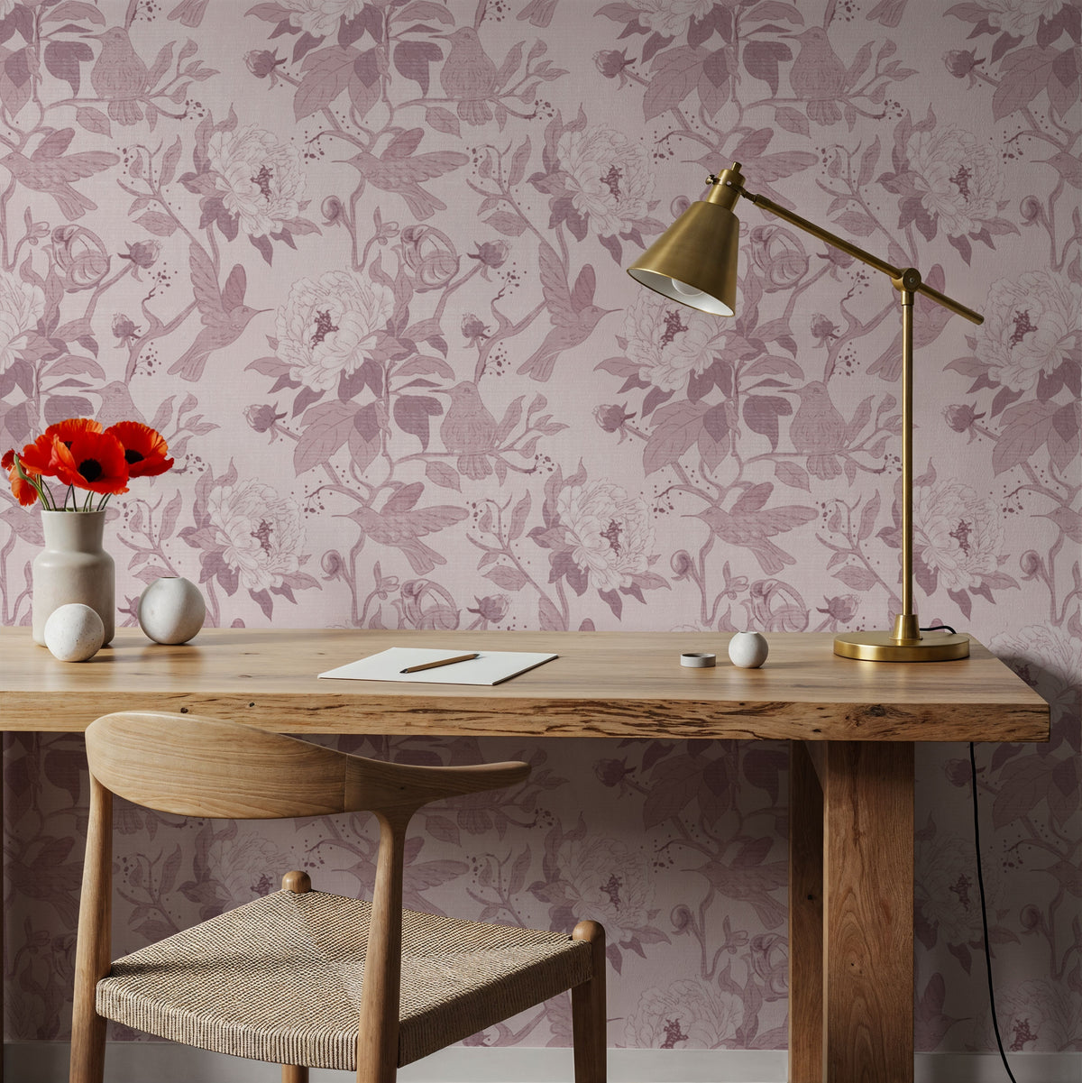 Peony Toile, Rose Mural Wallpaper - room preview 03