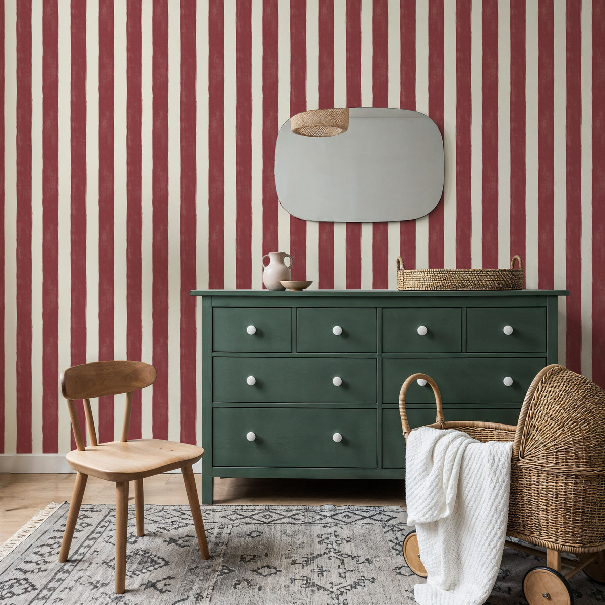 Sino Vertical Lines, Red Mural Wallpaper - room preview 03
