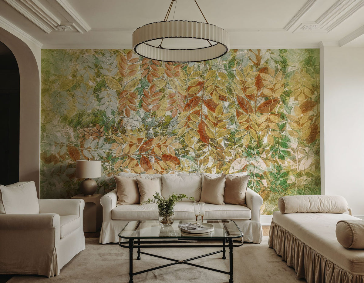 Pale Foliage Mural Wallpaper - room preview 03