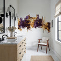 Granada Spain Skyline Purple & Gold Mural Wallpaper - room preview 03