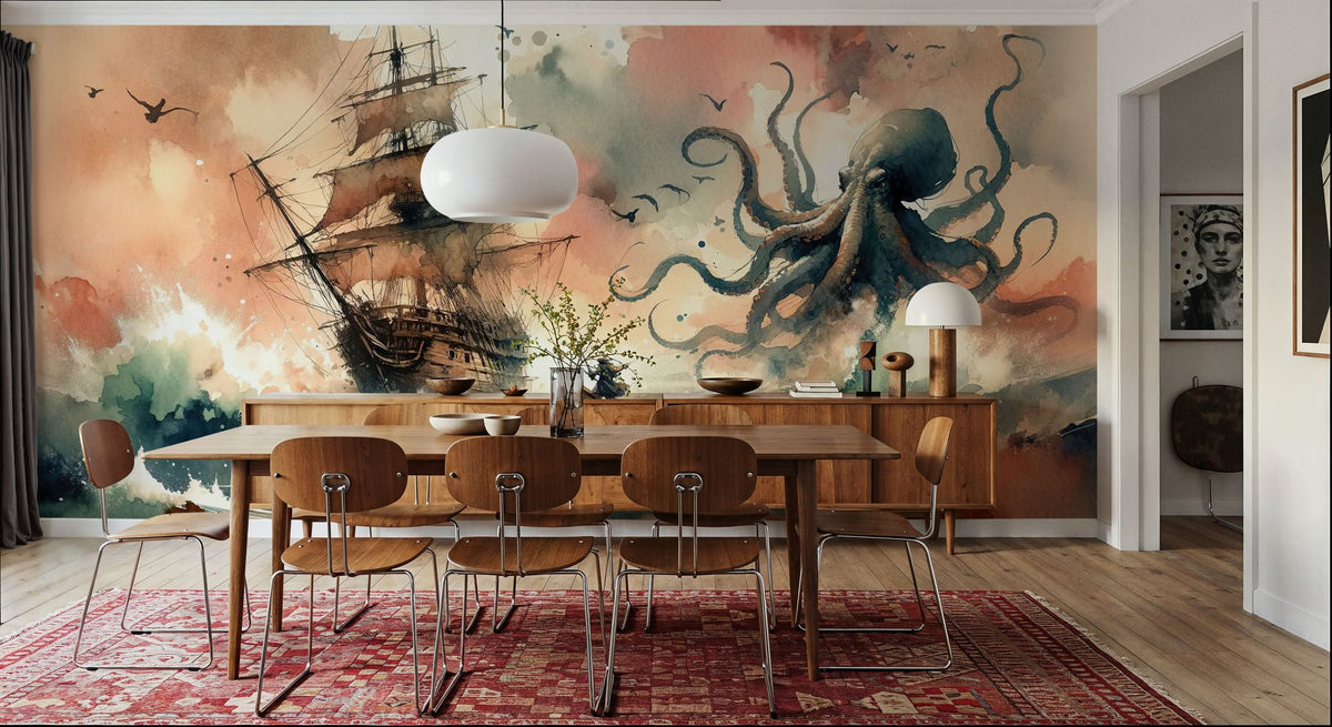 Battle with the Sea Monster Mural Wallpaper - room preview 03